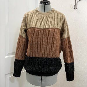 Ybenlow Color Block Oversized Crew Neck Sweater